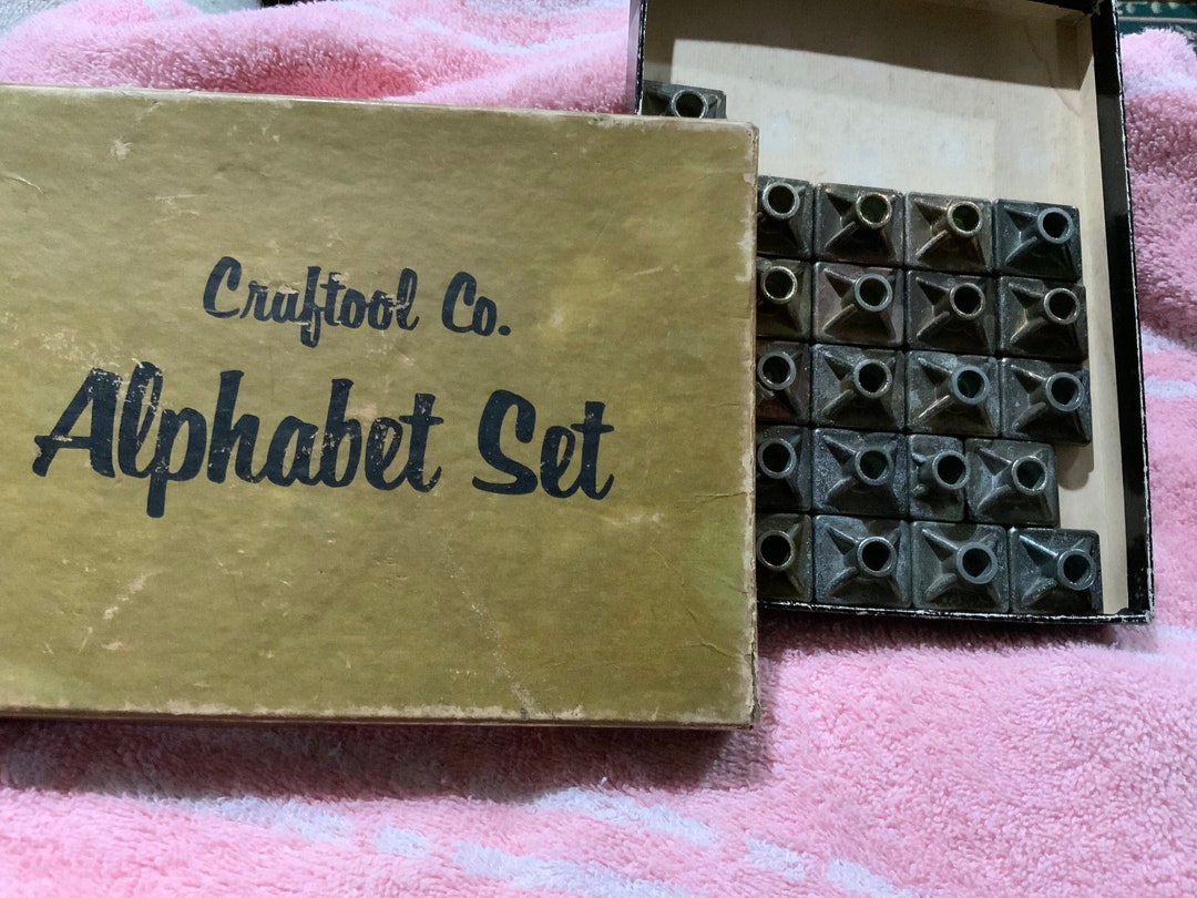 Vintage Craftool Company Alphabet Set, Brass Stamps, Western Font