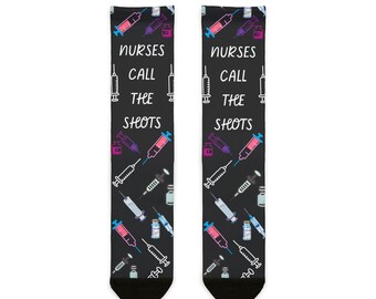 Needle Themed Socks, Nurse Call the Shots Gift, Nursing Graduation Present, Compression Stockings, Medical Student, Nurse Socks, Unisex Sock