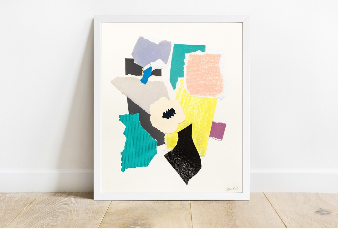 White Flower Framed Flower Paper Collage With Free Shipping Floral Wall