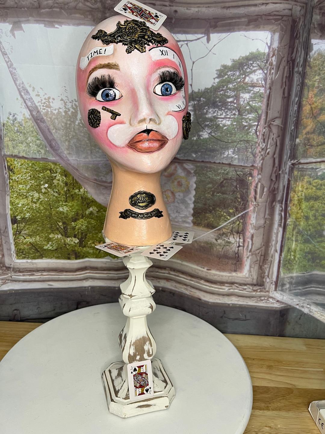 Alice in Wonderland Mannequin Head, Mad Hatter Decor, Unique