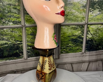 Display Mannequin head, hand painted, bubblegum, centerpiece