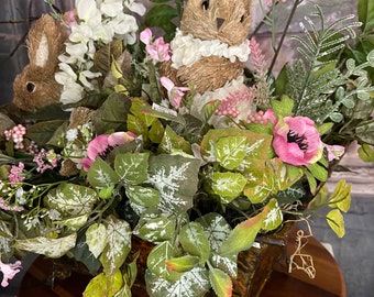 Easter bunny centerpiece, bunny rabbit centerpiece, spring centerpiece, floral decoration