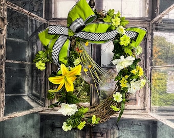 Spring everyday wreath, spring grapevine, farmhouse door decor, farmhouse spring wreath,front door decor,