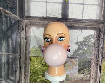 Display Mannequin head, hand painted, bubblegum, centerpiece, party centerpiece, styrofoam mannequin head