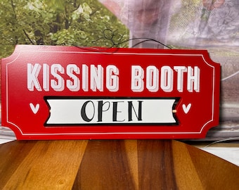 Kissing booth sign, valentine sign, valentine decor, valentine wreath attachment
