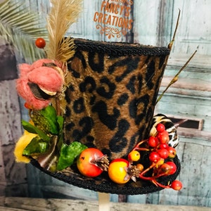 Mini top hat, leopard print