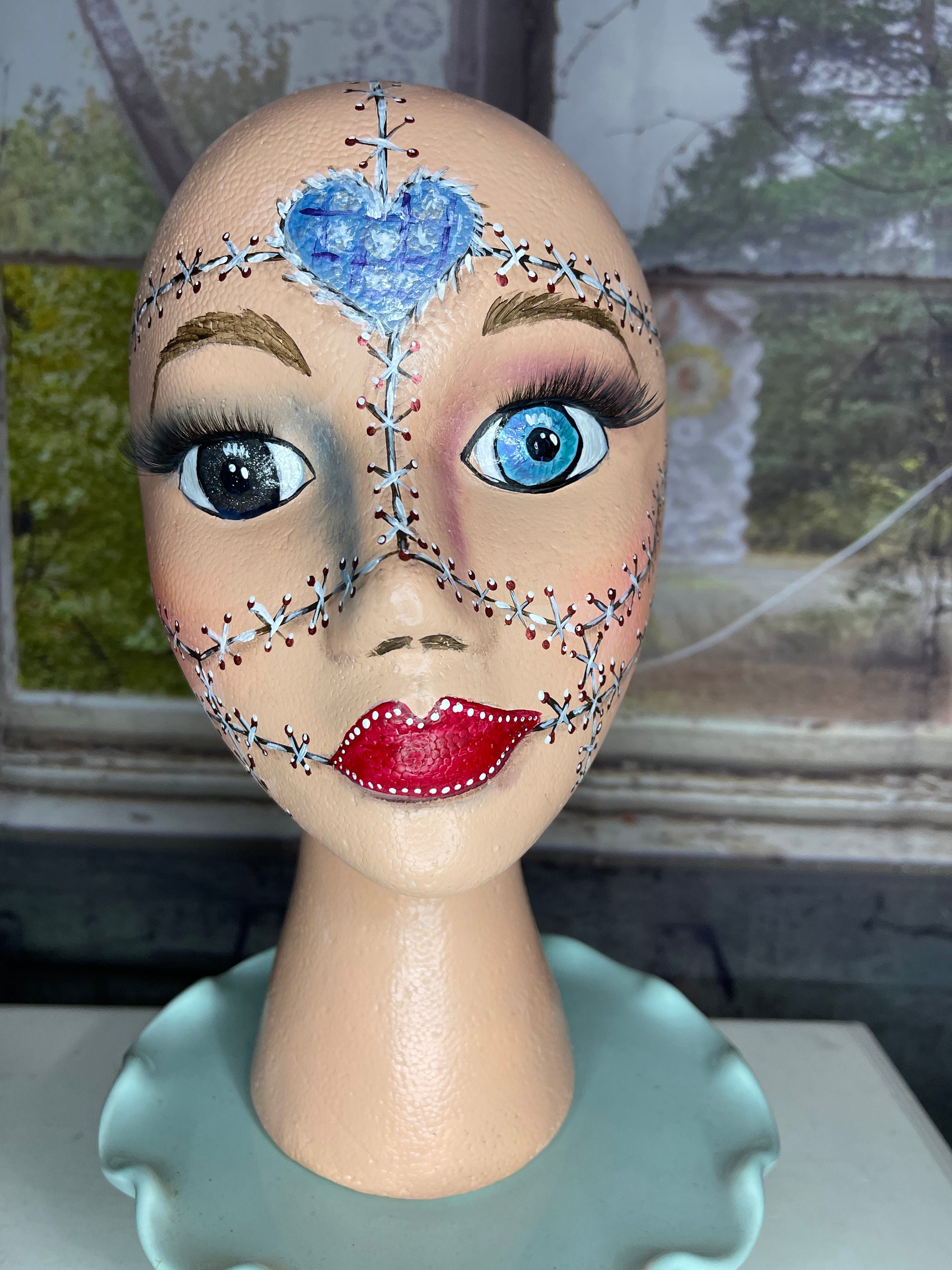 Styrofoam Mannequin Head with Female Face