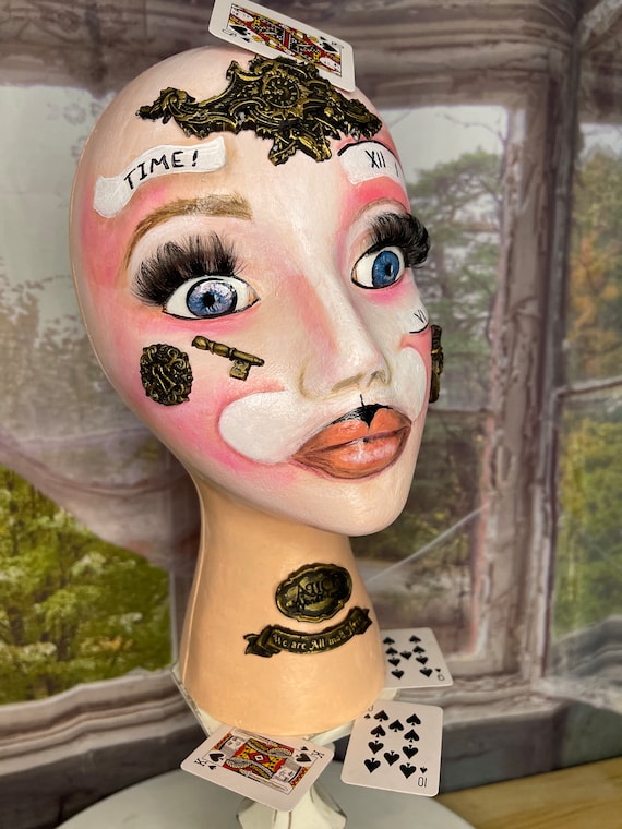 Alice in Wonderland Mannequin Head, Mad Hatter Decor, Unique