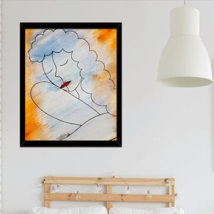 Feeling Red, Blue, Orange 2020 - Watercolor on paper, Armenian Art, Armenian painting, Armenian woman art, Armenian Genocide, Armenian gift