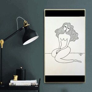 Thinking about You 2020, Line drawing, Minimal drawing, Love drawing, Woman line drawing, Line art, Minimal art, Black and White art, Naked