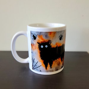 Scaredy Cat Mug, 11 OZ Mug, Mugs, Halloween Mug, Cat Mug, Black Cat Mug, Dinnerware, Gift,  Funny Mug, Cute Mug, Coffee Mug, Cat Mug, Scary