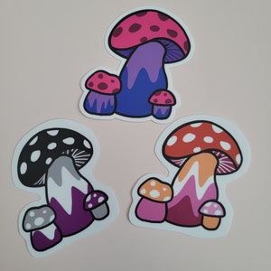 Prideshrooms stickers - lgbt - pride - ace - asexual - bi - bisexual - lesbian - pride flags