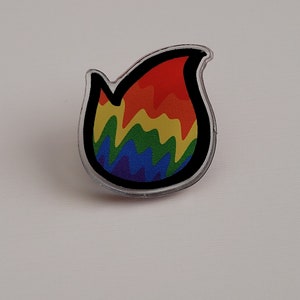 Rainbow Flame Pin - lgbt - acrylic pin - pride