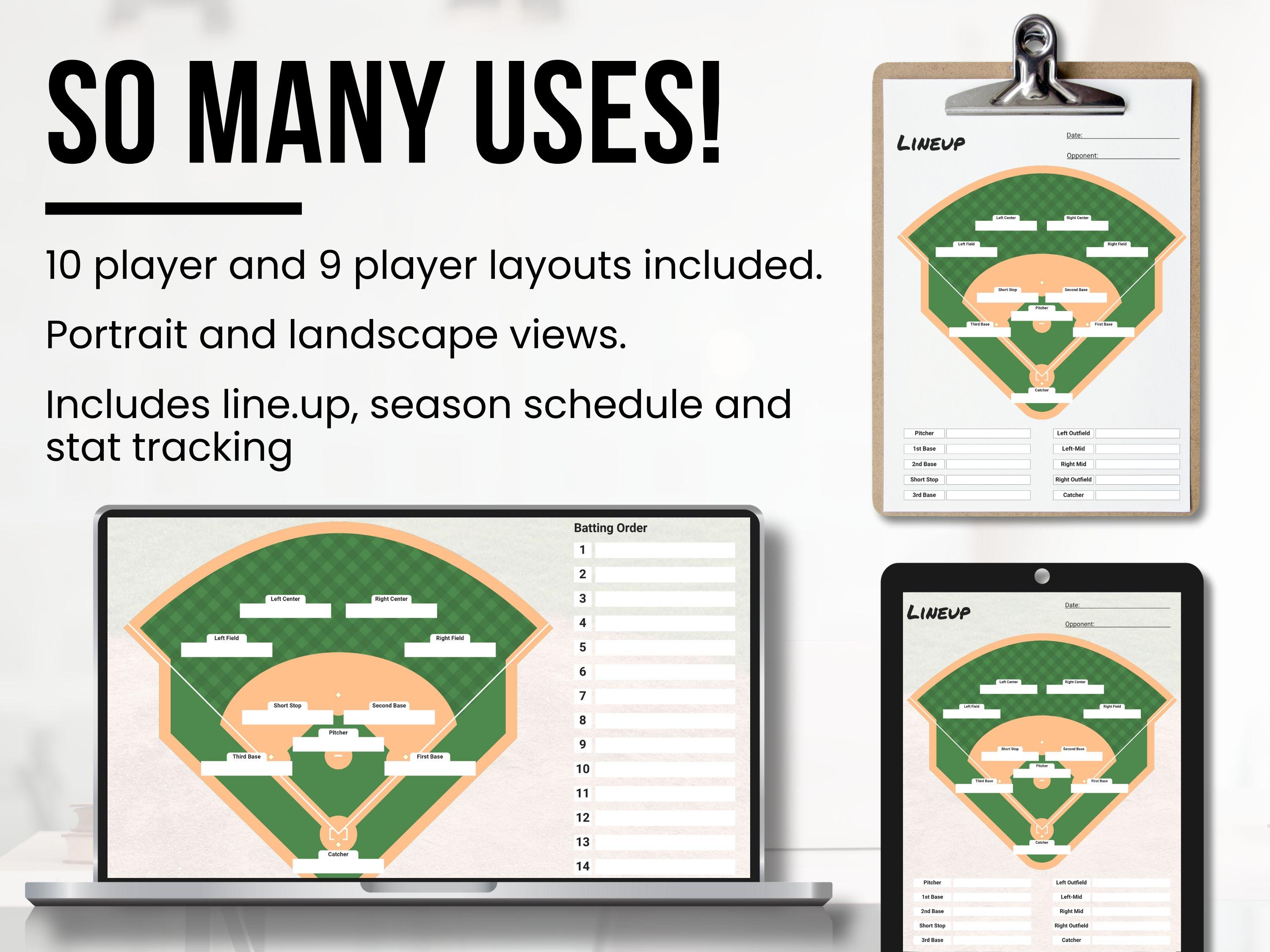 Modello di formazione per baseball/softball / Foglio di posizionamento in campo modificabile (download digitale) - Italia