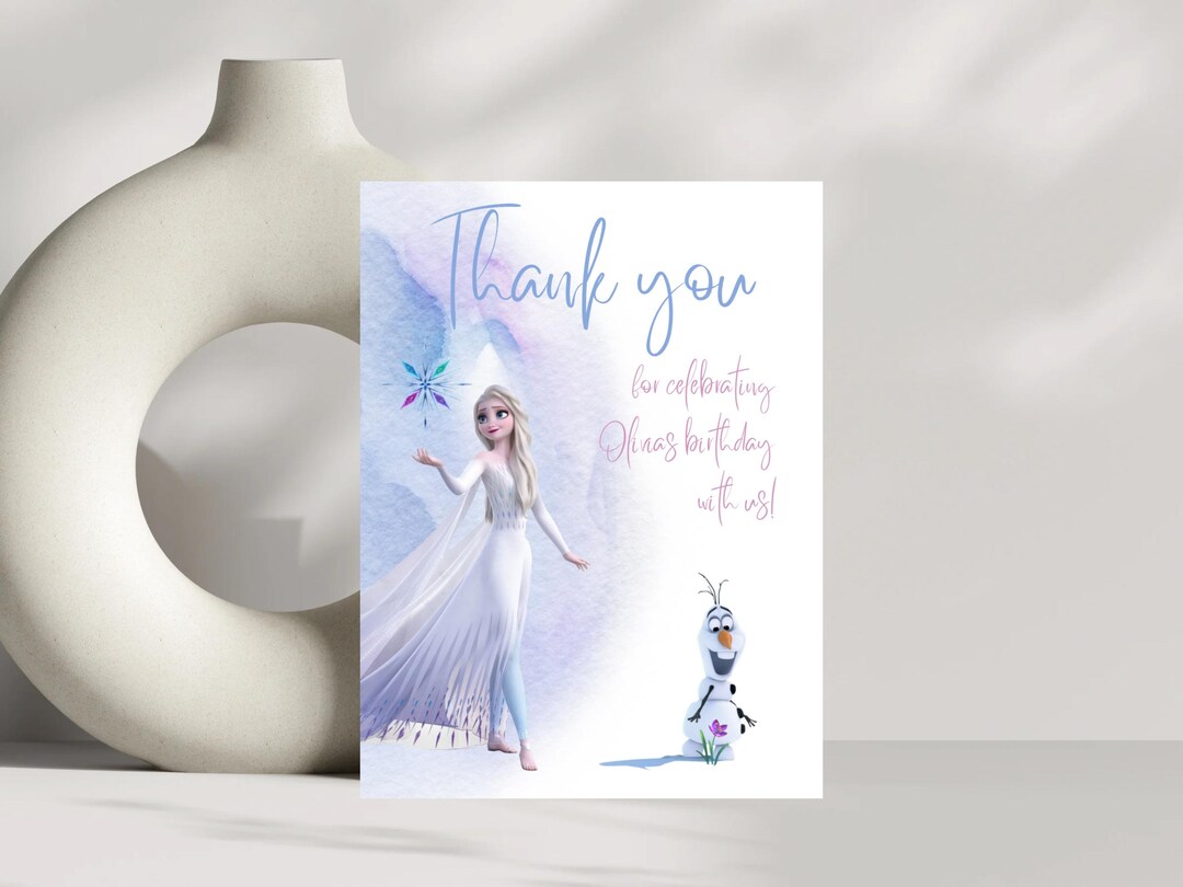 Editable Frozen Birthday Thank You Card, Elsa & Olaf (digital Download ...