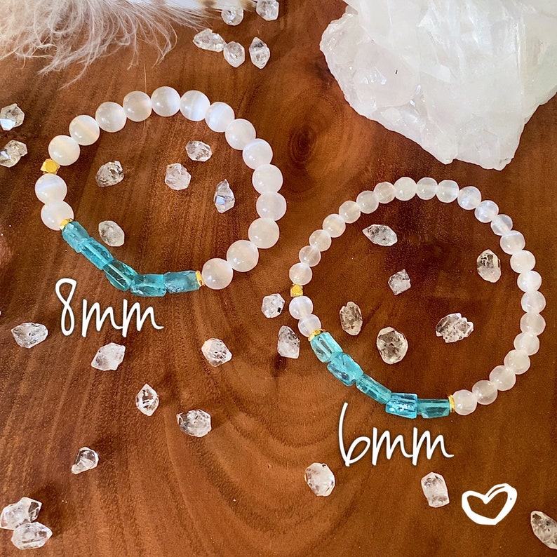 Ascension Bracelet Raw Apatite Mala Bracelet Selenite Gold Bracelet Spiritual Gifts Yoga Gifts Apatite Kette Mala Empath Protection Reiki image 4