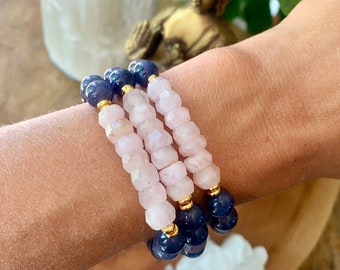 Energy Clearing Iolite & Morganite Light Energy Mala Bracelet Iolite Mala Kette Intention Bracelet Crystal Healing Metaphysical Jewelry Yoga