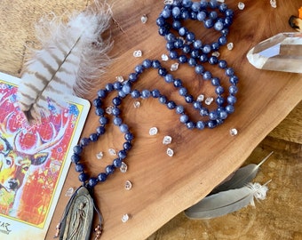 Hidden Realms Buddha Amulet Energy Necklace Meditation Beads Iolite Mala Necklace Iolite Mala Kette Buddhist Necklace Spiritual Gift Yoga