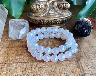 Angel’s Wings Angel Aura Mala Bracelet Aura Quartz Mala Kette Yoga Bracelet Intention Bracelet Metaphysical Jewelry Crystal Healing Energy