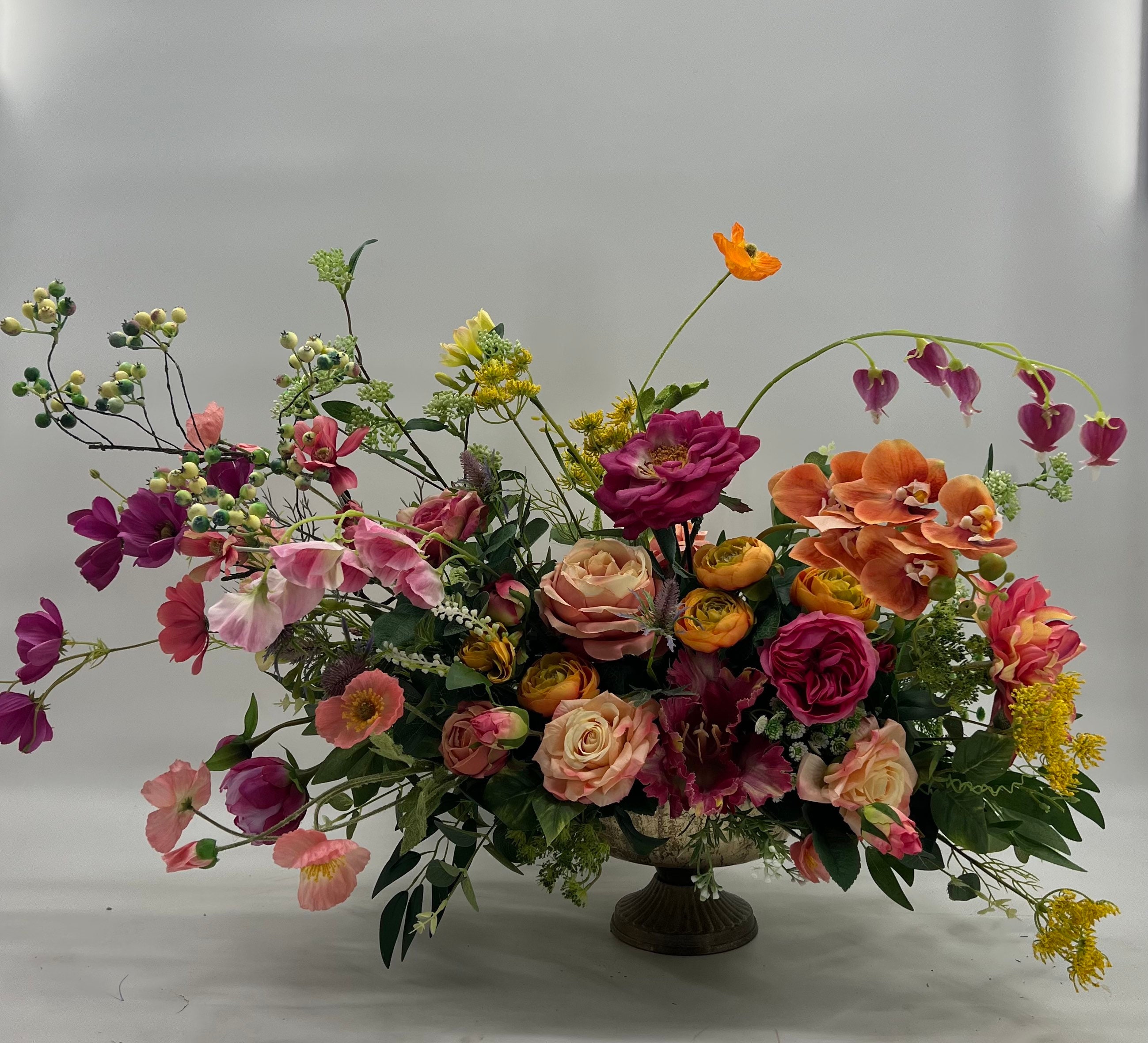 Luxurious silk floral centerpiece arrangement, year round arrangement