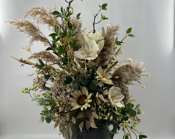 Large and luxurious Artificial fall arrangement, autumn arrangement, luxurious silk flower arrangement