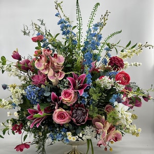 Realistic millefleur artificial flower arrangement, spring arrangement, spring centerpiece, colorful flower arrangement