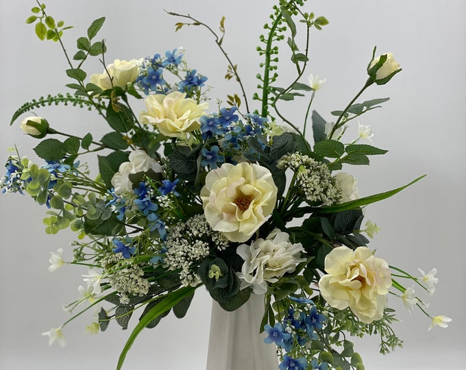 artificial flower arrangement, spring arrangement, spring centerpiece, flower arrangement