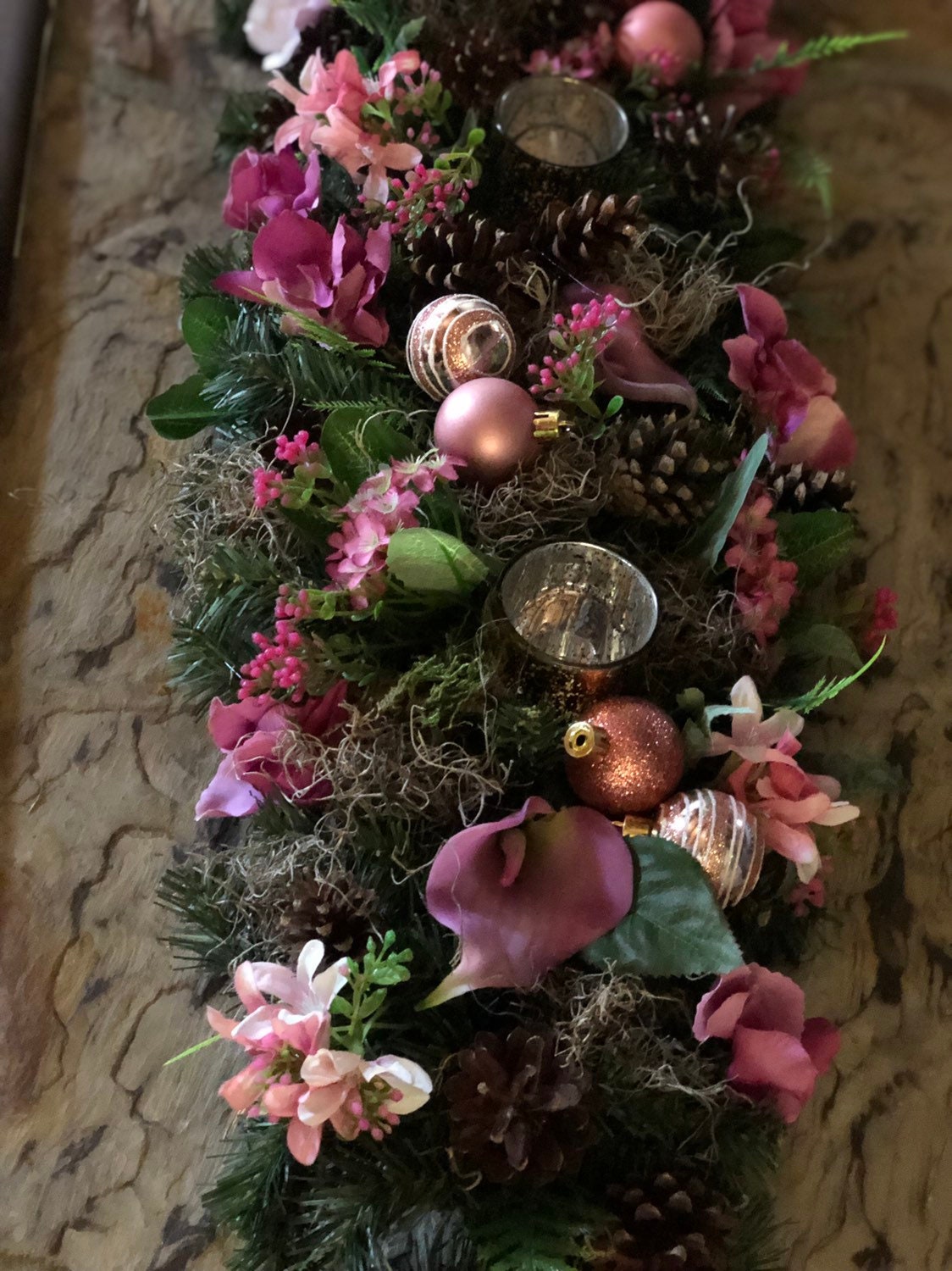 pink christmas garland