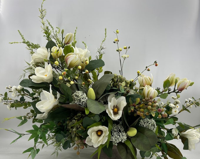 Artificial Magnolia centerpiece arrangement, spring arrangement, artificial flowers, nearly natural