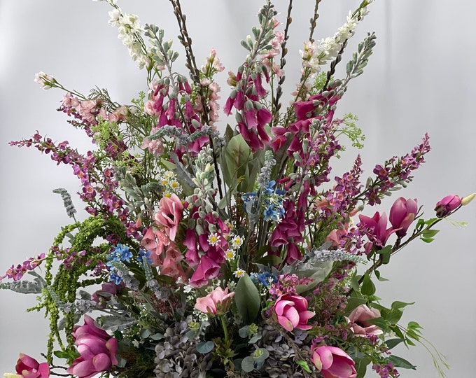 Grande spectacular artificial foxglove centerpiece arrangement, spring arrangement, artificial flowers, nearly natural