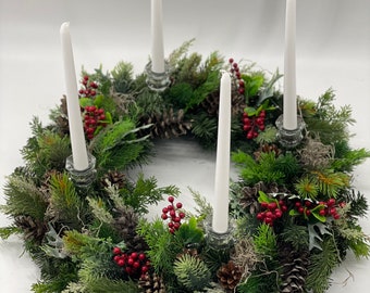 Artificial Christmas wreath, candles included! Advent wreath, Christmas wreath,m, Christmas arrangement, Christmas