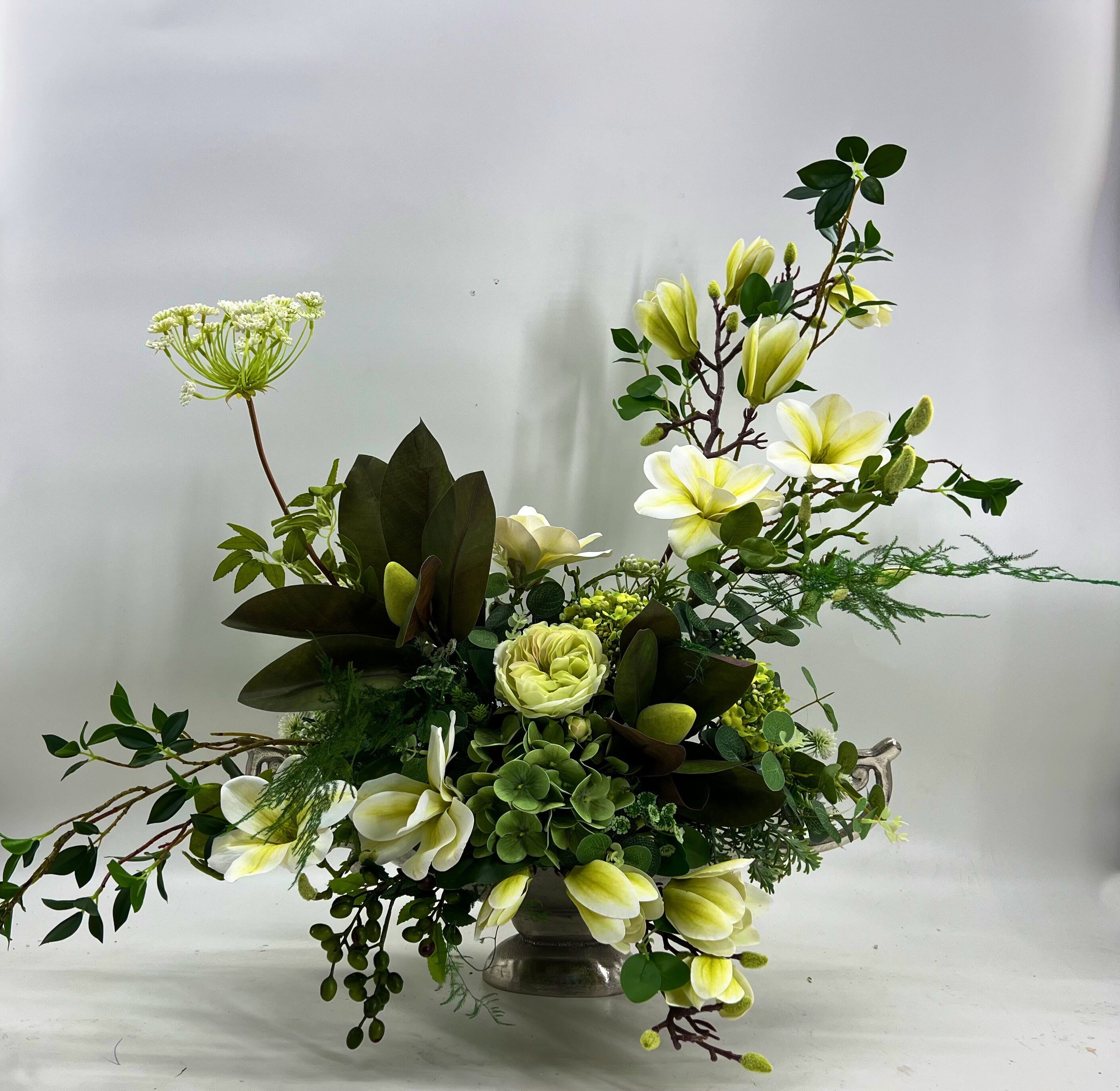 Artificial Magnolia Flower centerpiece arrangement, spring arrangement