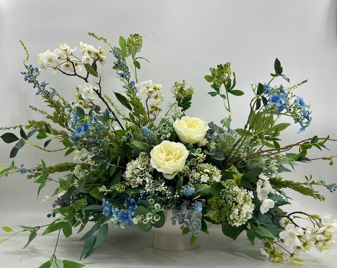 Artificial Austin Rose centerpiece arrangement, spring arrangement, artificial flowers, nearly natural