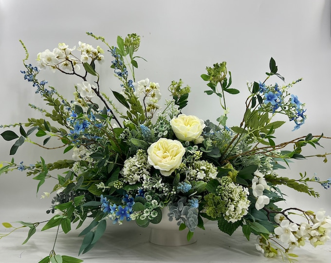 Artificial Austin Rose centerpiece arrangement, spring arrangement, artificial flowers, nearly natural