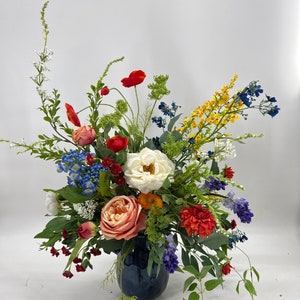 Luxurious artificial floral centerpiece arrangement, spring arrangement, artificial flowers, nearly natural