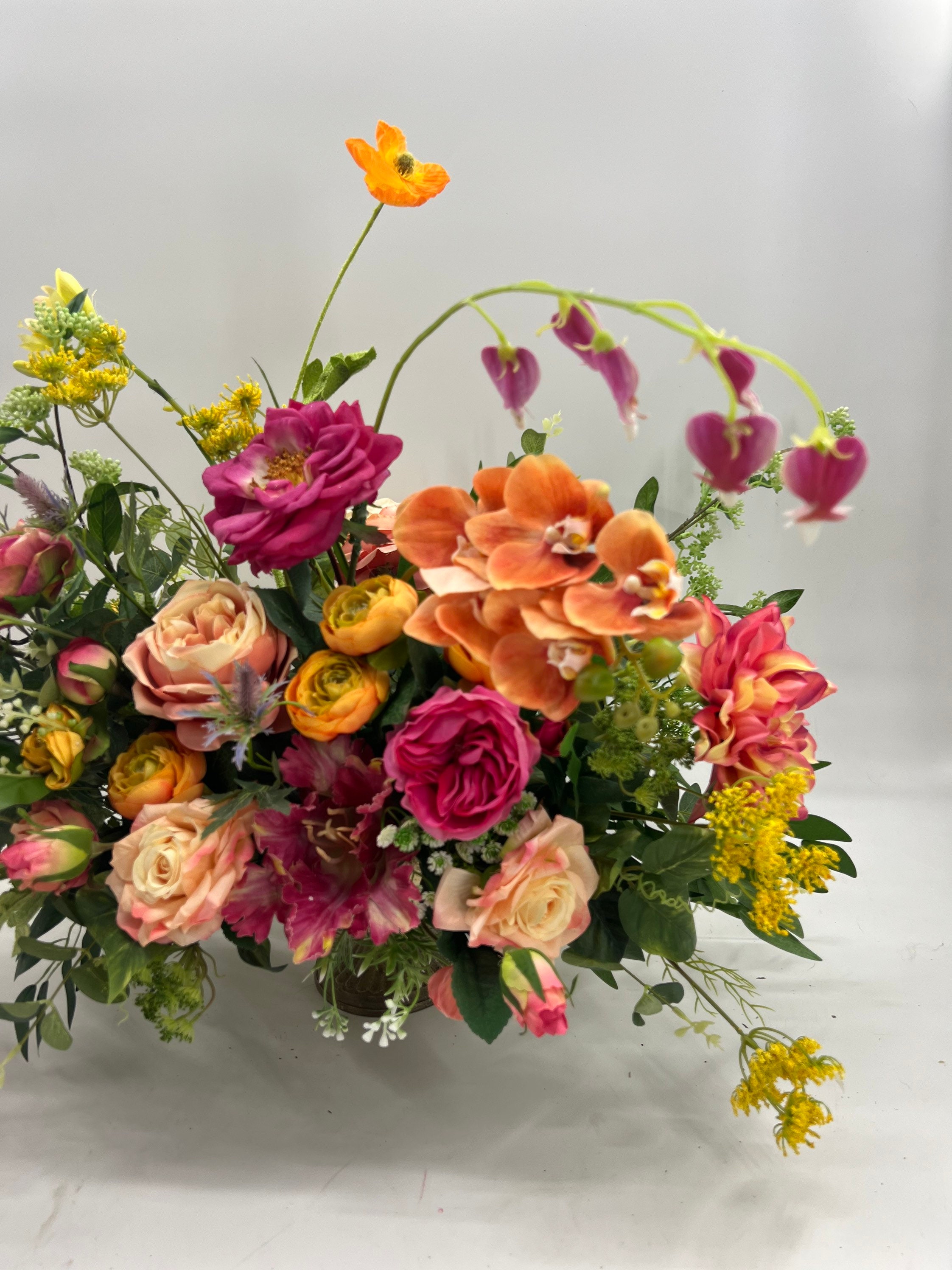 Luxurious silk floral centerpiece arrangement, year round arrangement