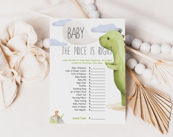 The Price is Right Baby Shower Game, Baby Shower Dinosaur,  Baby The Price is Right, Fun Baby Shower Games, Printable Baby Shower Games, D1