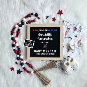 4th of July Pregnancy Announcement Digital , Patriotic Baby Announcement, Editable Template Social Media, Our Little Firecracker