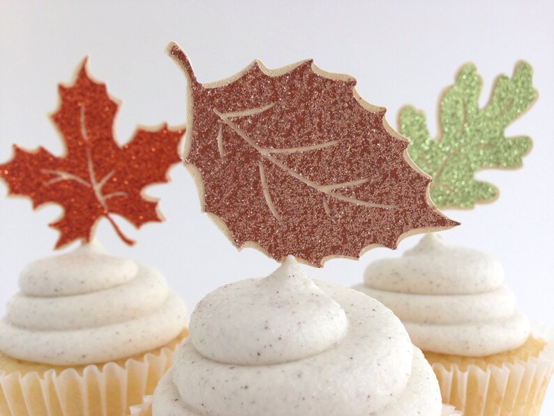 Autumn Leaves Cupcake Toppers Fall Leaves Cupcake Toppers Etsy