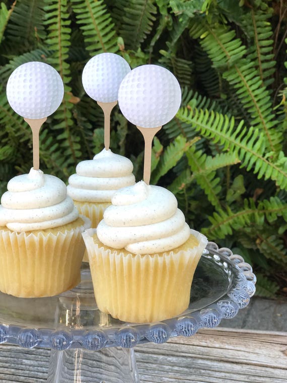 Golf Ball Cupcake Toppers Golf Cupcake Toppers Golfing Party Etsy