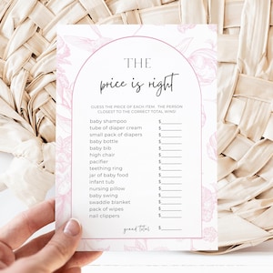 Price is Right Baby Shower Game, Dusty Rose Toile Girl Baby Shower Games , Pink Toile de Jouy Baby Shower Bundle, Printable Game, PT1