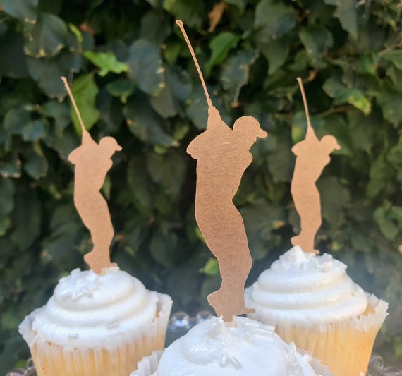 Golf Cupcake Toppers Golfer Silhouette Cupcake Toppers Etsy