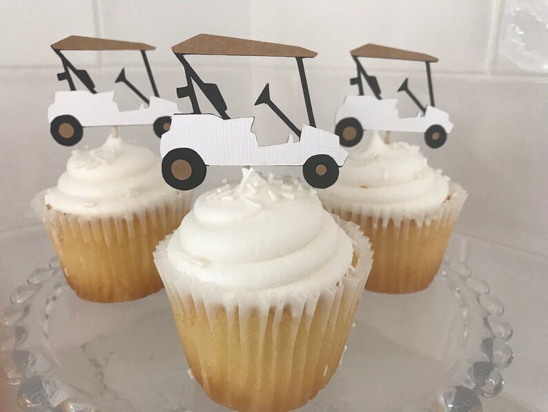 Golf Cupcake Toppers Golf Cart Cupcake Toppers Golfing Party Etsy