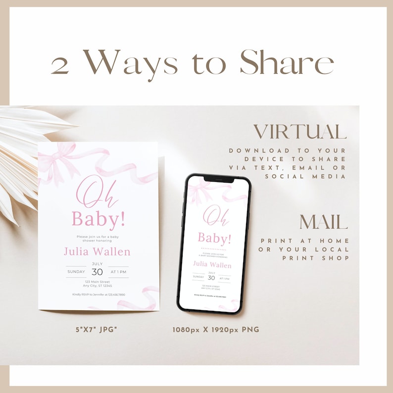 Coquette Baby Shower Invitation, Love Shack Fancy Baby Shower, Pink Bow Printable Invitation