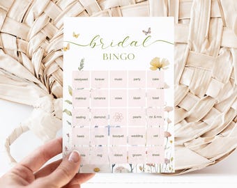 Love is in Bloom Bridal Shower Bingo, Wildflower Wedding Shower Games, 50 Unique Prefilled Bingo Cards, Printable Party Games