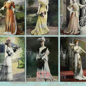 Eduardian / Victorian Ladies Photograph - XIX / XX Century - 1890 - 1900 Fashion - 16 different designs - 2 Printable Sheet of ATC Cards