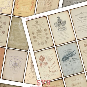 Fondo foto Vintage - 2 ATC para imprimir tarjetas de Collage Digital hoja - francés articles - descarga inmediata
