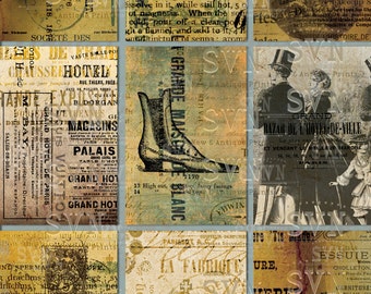 Random Ephemera Collage - 18 Printable ATC Cards / ACEO Cards -  Digital Collage Sheet - For Scrapbooking...