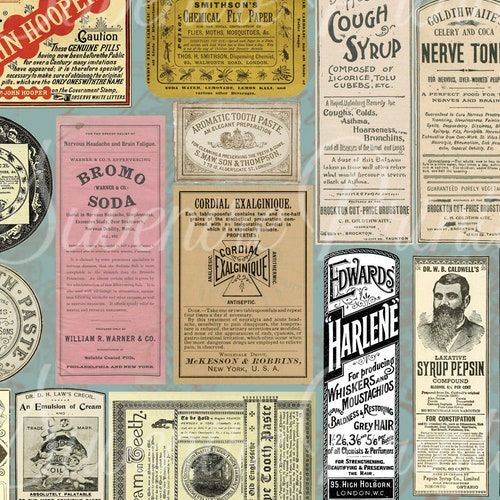 46 Vintage Apothecary labels - 5 Pages of 46 Printable Labels - 5 A4 - Ideal for Scrapbooking - Digital Download