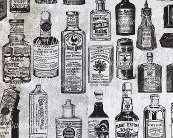 Botella de boticario vintage (imagen prediseñada): 40 gráficos PNG (descarga digital)
